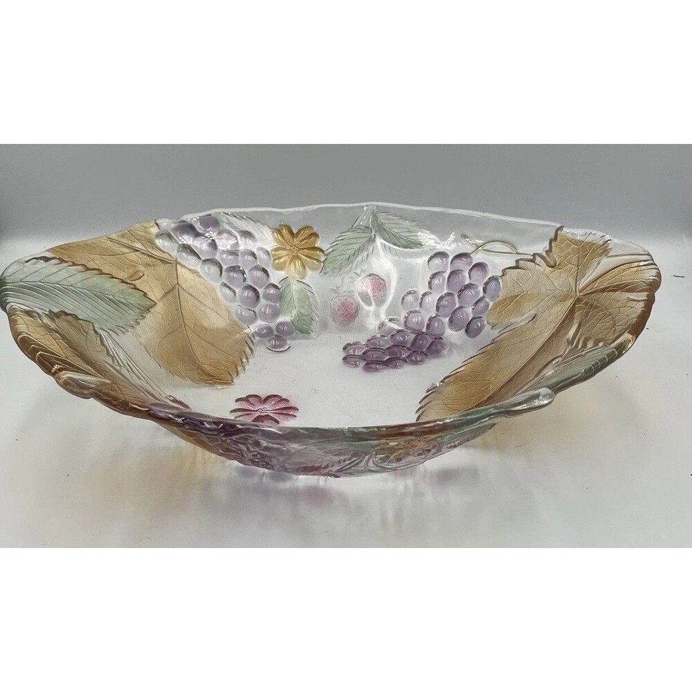 Savoir Vivre Wild Orchard Rare 14” Shallow Fruit Salad Bowl Serving Dish